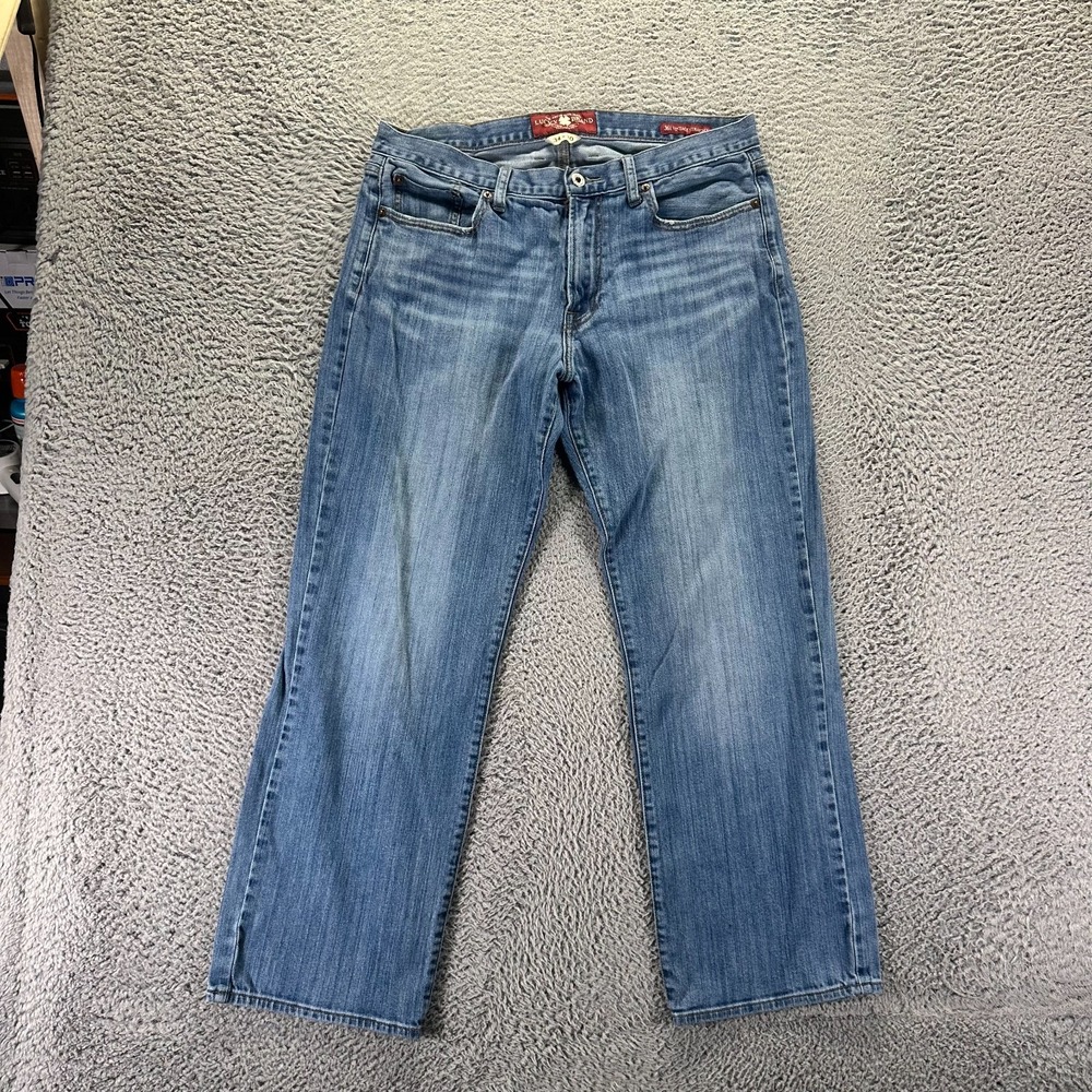 Vintage Lucky Brand 361 Jeans Men 34x30 Blue Cotton Denim Straight Faded Stretch